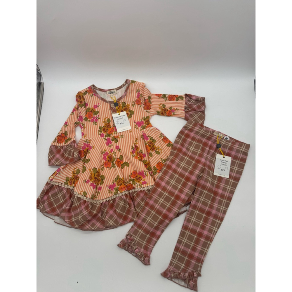 Foxtale County Fair Dress & Prairie Plaid Leggings Set Size 3T